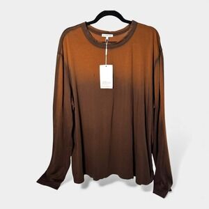 Cotton Citizen Mens XXL Ombre Long Sleeve T Shirt Brown Tan Crew Neck NWT